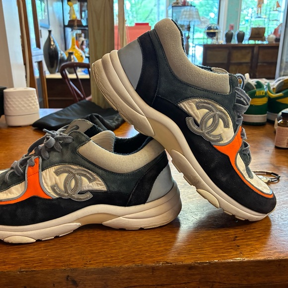 Chanel Black and Orange Retro Sneakers - Picture 1 of 10